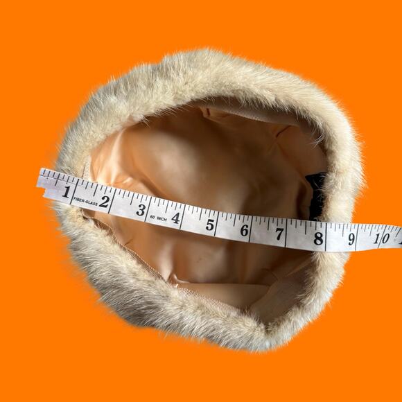 50\'s vintage blonde mink fur mob wife old hollywood pillbox hat XS Tsontos Furs